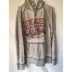 LEINENKUGEL'S Hoodie Sweatshirt Rustic Retro Mens L Gray Red EUC Beer Brewery